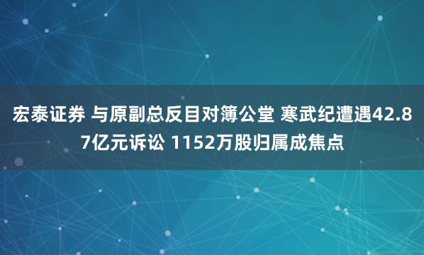 宏泰证券 与原副总反目对簿公堂 寒武纪遭遇42.87亿元诉讼 1152万股归属成焦点